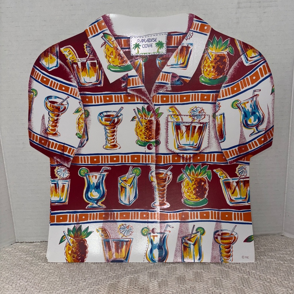 Paradise Cove Vintage Vinyl Placemats 6 Piece Hawaiian Cocktail Shirt